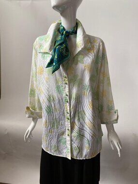 Pastel Floral Plus Sized Blouse 2X